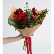 Kraft Bukette Kokina, Kırmızı Gerbera ve Krizantem
